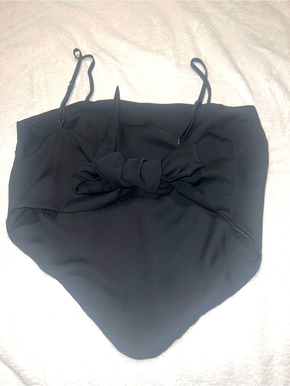 French Kiss Black , Back Bow, V-Front Cropped Cami